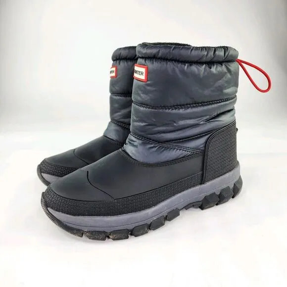 Hunter Women's Original Insulated Short Snow Boots US 9 Black Puffer Boot
