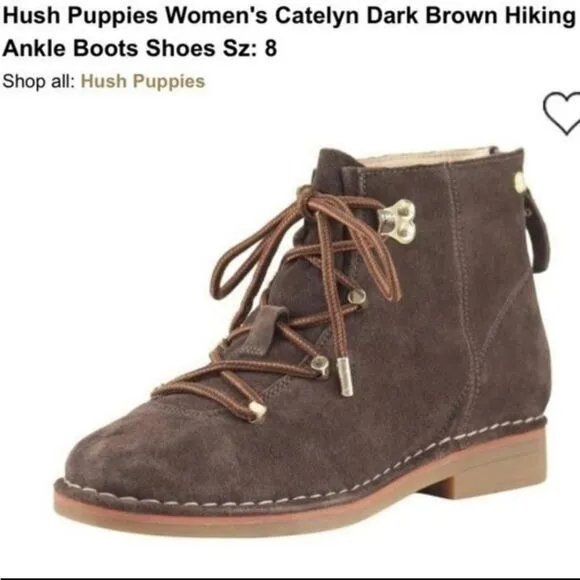 Hush Puppies Catelyn Dark Brown Hiking Ankle Boots Size 8‎