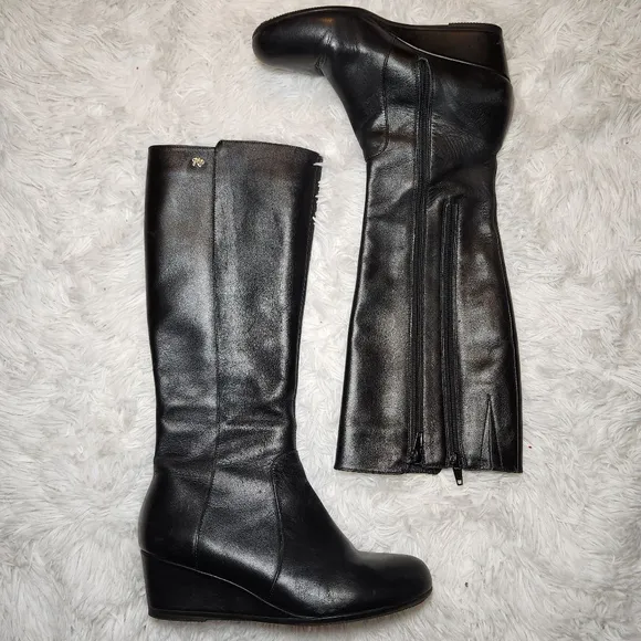 Hush Puppies Pynical Rhea Leather Knee High Wedge Boots