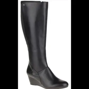 Hush Puppies Pynical Rhea Leather Knee High Wedge Boots