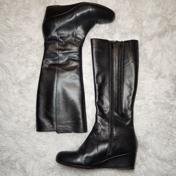 Hush Puppies Pynical Rhea Leather Knee High Wedge Boots