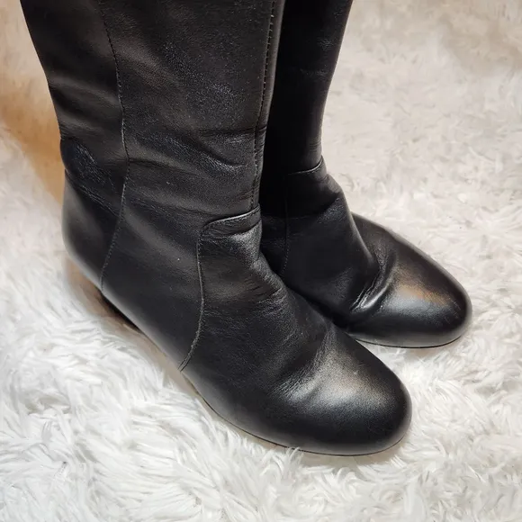 Hush Puppies Pynical Rhea Leather Knee High Wedge Boots