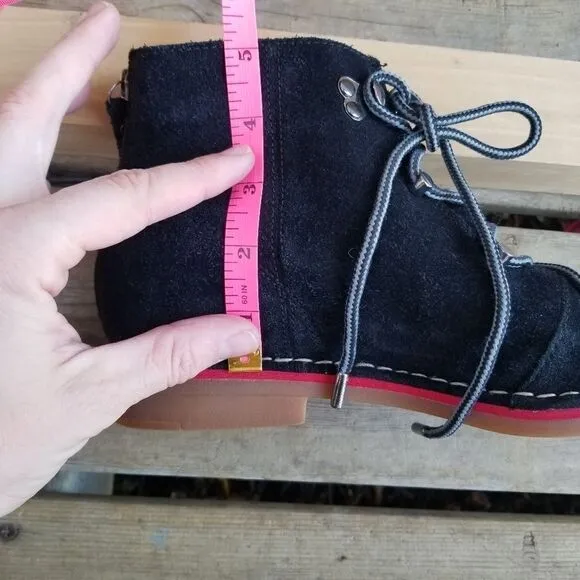 Hush Puppies Catelyn Hiker Black Suede Leather Mountaineering Ankle Boots 9