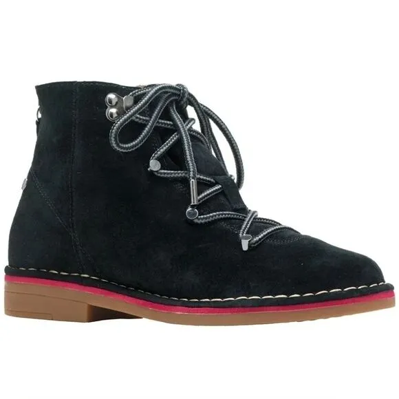 Hush Puppies Catelyn Hiker Black Suede Leather Mountaineering Ankle Boots 9