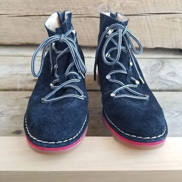 Hush Puppies Catelyn Hiker Black Suede Leather Mountaineering Ankle Boots 9