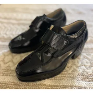 Imperial Grade 7.5 Handmade Loafers Boots Black Chunky Heel Leather Booties