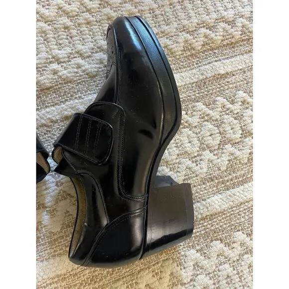 Imperial Grade 7.5 Handmade Loafers Boots Black Chunky Heel Leather Booties