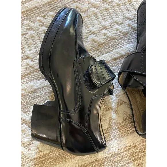 Imperial Grade 7.5 Handmade Loafers Boots Black Chunky Heel Leather Booties