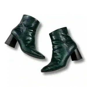 INC Green Snakeskin Faux Leather Ankle Boots Size 6