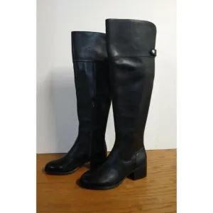 INC International Concepts Karmennl Black Leather Over-Knee-High Boots Size 7