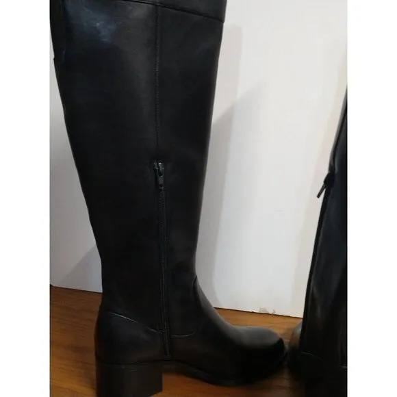 INC International Concepts Karmennl Black Leather Over-Knee-High Boots Size 7