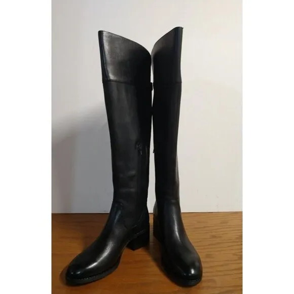 INC International Concepts Karmennl Black Leather Over-Knee-High Boots Size 7