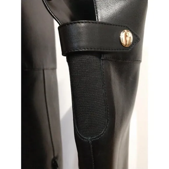 INC International Concepts Karmennl Black Leather Over-Knee-High Boots Size 7