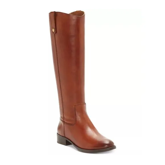 INC International Concepts Riding Boots Women 5.5‎ Genuine Leather Fawne Cognac