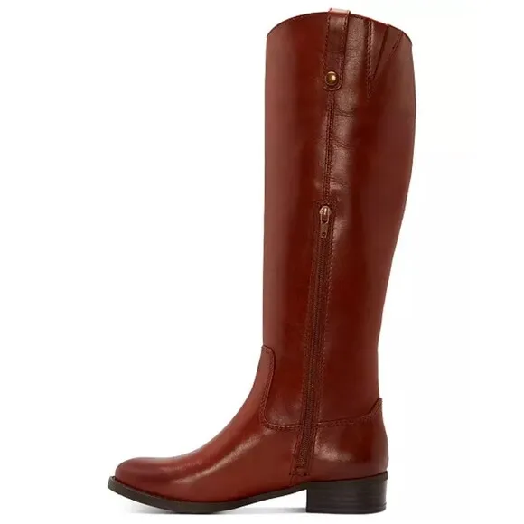 INC International Concepts Riding Boots Women 5.5‎ Genuine Leather Fawne Cognac