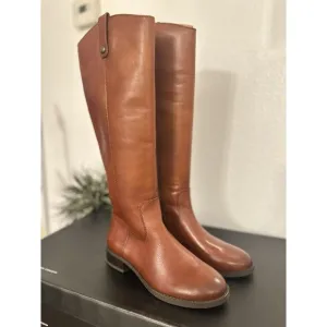 INC International Concepts Riding Boots Women 5.5‎ Genuine Leather Fawne Cognac