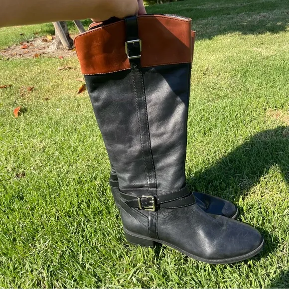 INC International Concepts Women’s Frankii Leather Almond Toe Riding Boots Sz 12