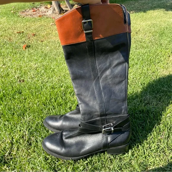INC International Concepts Women’s Frankii Leather Almond Toe Riding Boots Sz 12