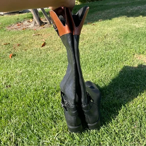 INC International Concepts Women’s Frankii Leather Almond Toe Riding Boots Sz 12