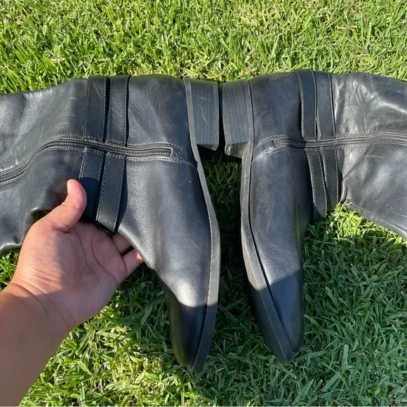 INC International Concepts Women’s Frankii Leather Almond Toe Riding Boots Sz 12
