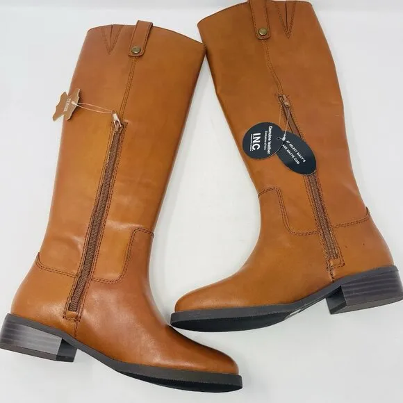 INC International Concepts Womens Size 5M Fawne Leather Knee High Boots $179