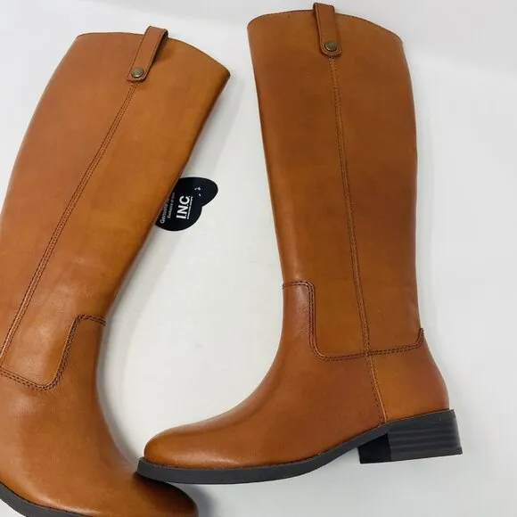 INC International Concepts Womens Size 5M Fawne Leather Knee High Boots $179