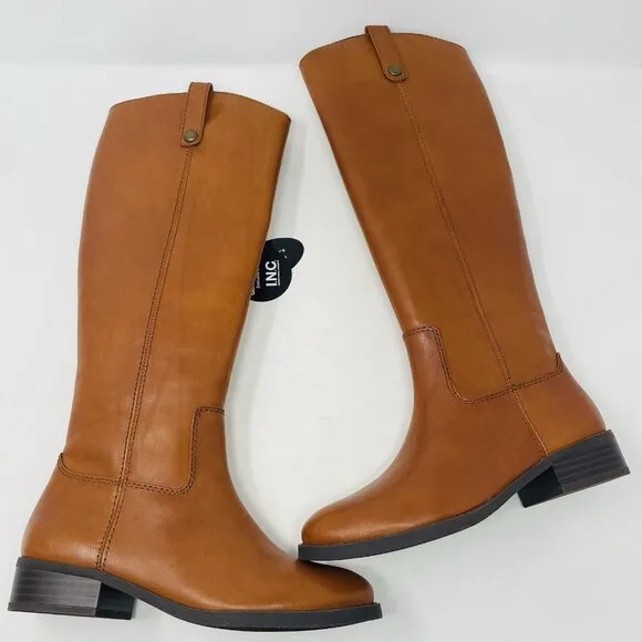 INC International Concepts Womens Size 5M Fawne Leather Knee High Boots $179