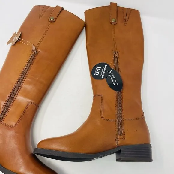 INC International Concepts Womens Size 5M Fawne Leather Knee High Boots $179