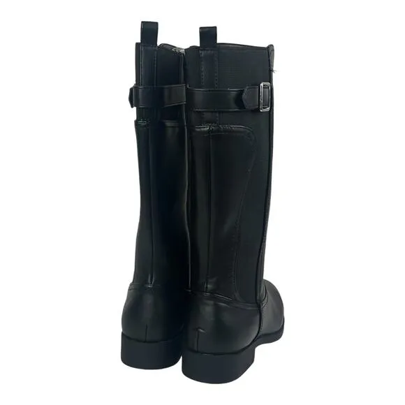 INC McKenzie BOOTS Girls 3 Womens 4.5 Black Silver Riding Biker Boot NEW No Box