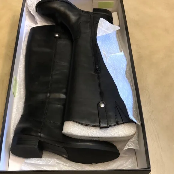INC Womens Fawne Black Leather Tall Riding Boots 6.5 M