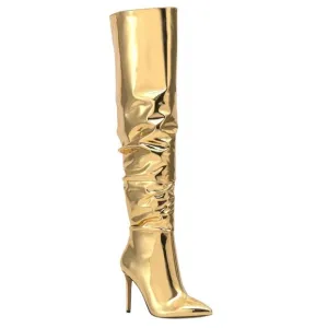 INC Women's Iyonna Over The Knee Slouch Boots Gold Size 5 1/2