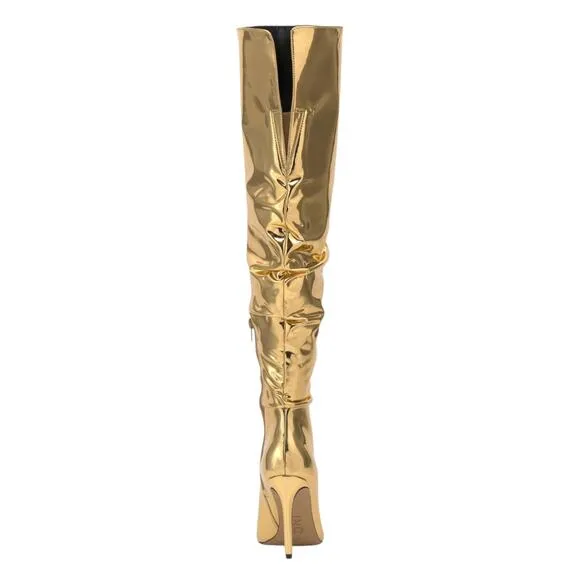 INC Women's Iyonna Over The Knee Slouch Boots Gold Size 5 1/2