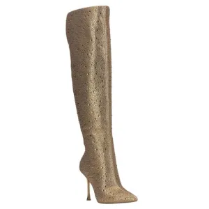 INC Women's Saveria Over The Knee Boots Gold Bling Size 10 1/2