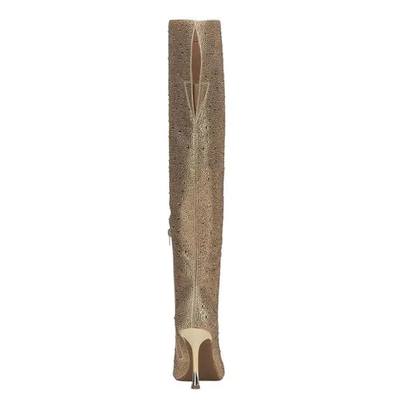 INC Women's Saveria Over The Knee Boots Gold Bling Size 10 1/2