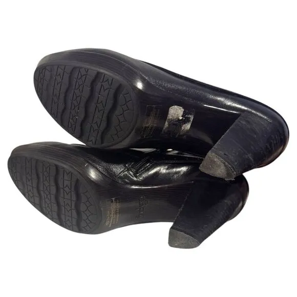 indigo by clarks Black Leather Shoe Boot Heel Size 9.5M ladies. Heel size 3.5&quot;