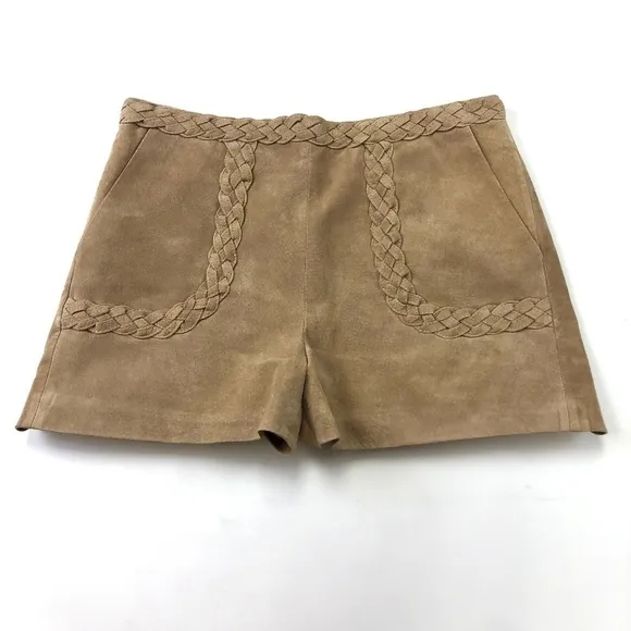 Intermix tan suede braid shorts Medium