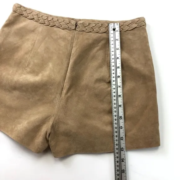 Intermix tan suede braid shorts Medium