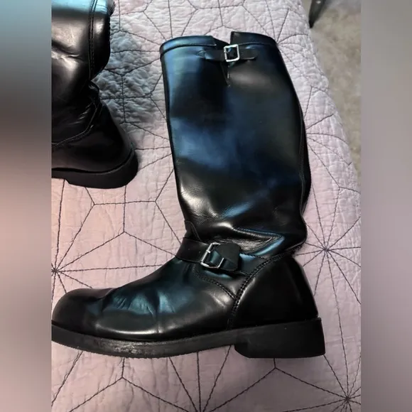 Interpol black leather boots, police motorcycle boots, like new condition