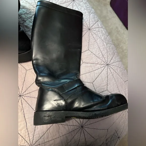 Interpol black leather boots, police motorcycle boots, like new condition