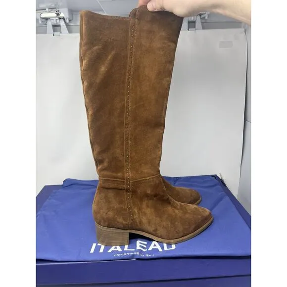 Italeau Fiamma Vero Cuoio Suede Genuine Leather Boots Size 39.5 NIB