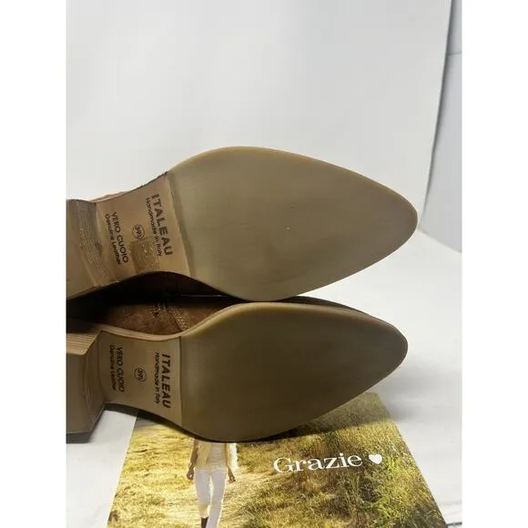 Italeau Fiamma Vero Cuoio Suede Genuine Leather Boots Size 39.5 NIB