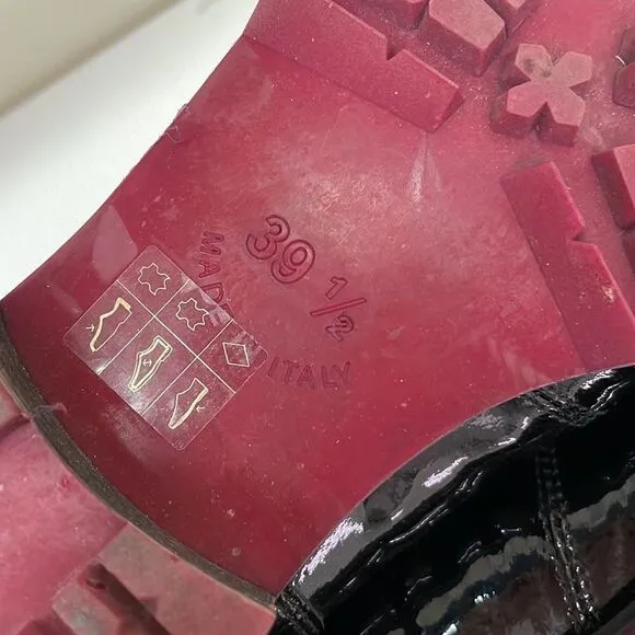 Italian Patent Leather Boots with Laces