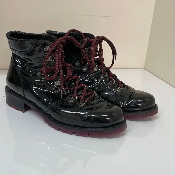 Italian Patent Leather Boots with Laces
