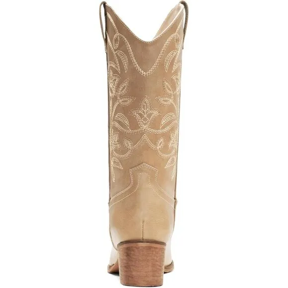 Iuv Cowboy  Mid Calf Boote Women Apricot Synthetic Pointy Toe Not Water Resistan