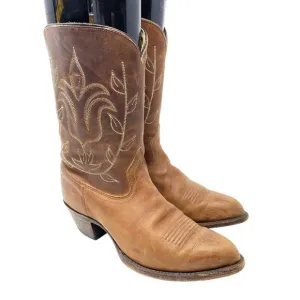 J. Chisholm Brown Oiled Leather Western Boots Women's Size 7 EUC Handmade in USA