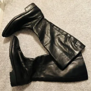 J Crew Black Leather Knee High Boots, Size 8.5