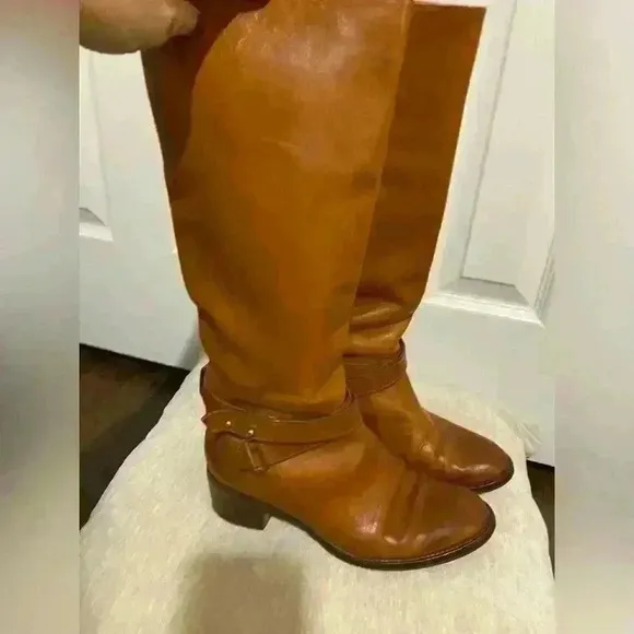 J Crew  brown leather boots size 7 western riding