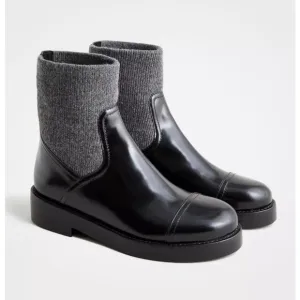 J. Crew Italian Leather Rib Cut Off Boots Black Size 7 NEW