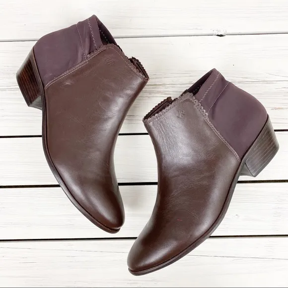 Jack Rogers Bailee Brown Leather Ankle Boots 9.5