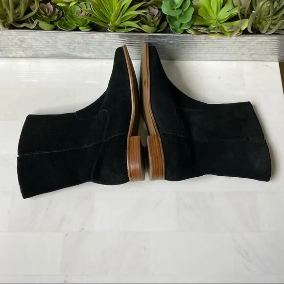 Jack Rogers boots 7 Kaitlin black suede whipstitched leather pull on ankle